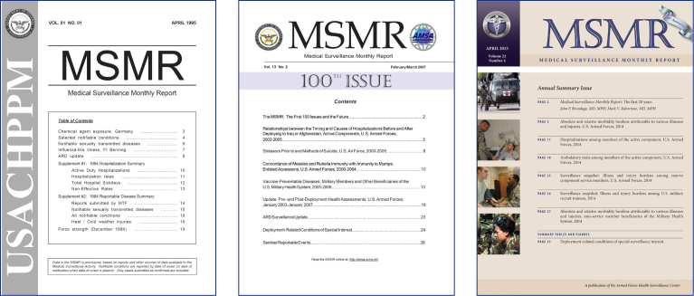 The Medical Surveillance Monthly Report: the first 30 years.