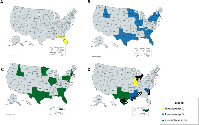 Molecular characterization of <i>Spirometra</i> isolates across the USA.
