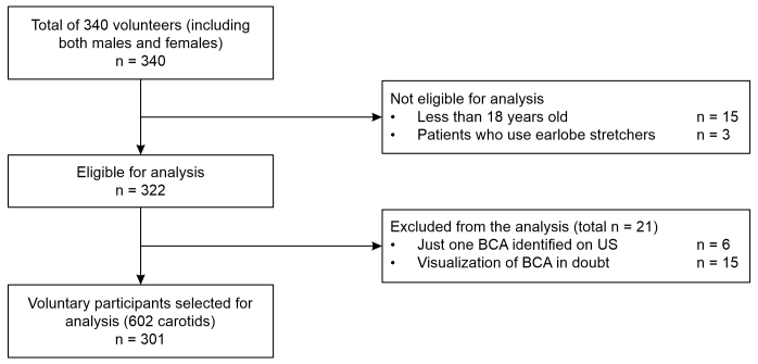 Anatomic evaluation of the height of the carotid bifurcation by 4<sup>th</sup> year medical students using vascular ultrasonography.