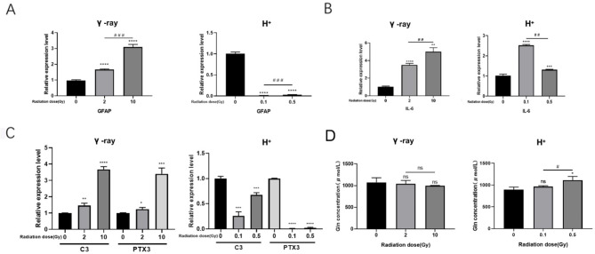 Distinct astrocyte activation patterns associated with neuroinflammation induced by gamma and proton beam irradiation.