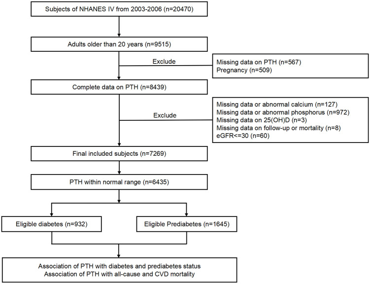 Association of serum parathyroid hormone within normal range with the prevalence and prognosis among adults with diabetes and prediabetes: insight from NHANES 2003-2006 data.
