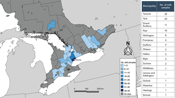 Screening of retail milk in Ontario for the presence of influenza A viral RNA.