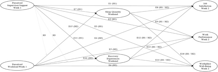 The Effects of Weekly Levels of Supervisor Support and Workload on Next Week Levels of Well-Being, Satisfaction, and Performance as Mediated by Weekend Work Recovery.