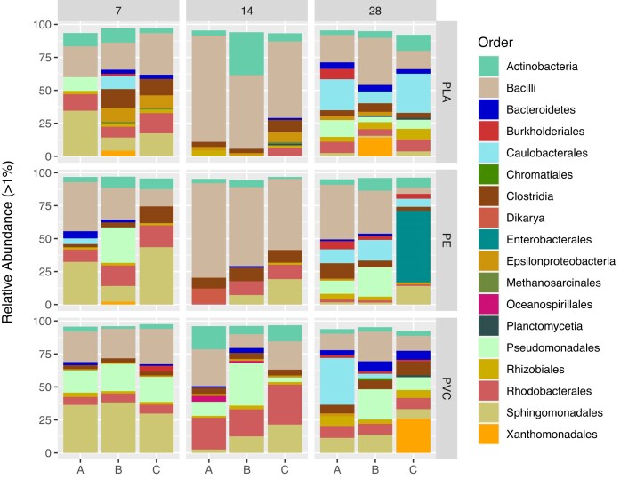 Microplastic biofilms as potential hotspots for plastic biodegradation and nitrogen cycling: a metagenomic perspective.