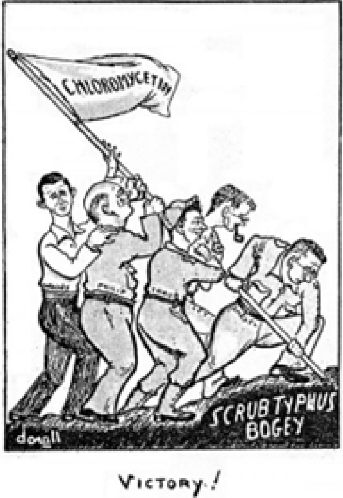 The discovery of chloramphenicol treatment for both scrub typhus and typhoid fever.