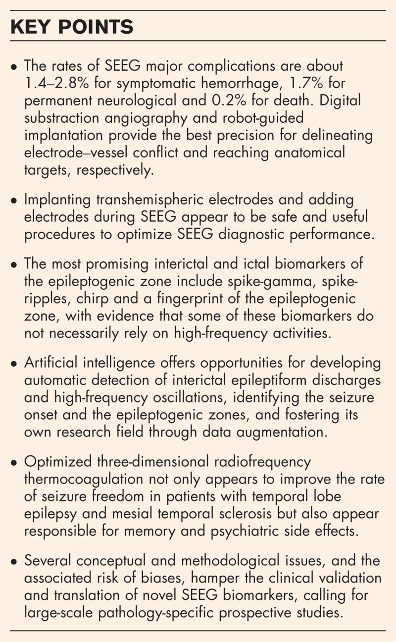 SEEG in 2025: progress and pending challenges in stereotaxy methods, biomarkers and radiofrequency thermocoagulation.
