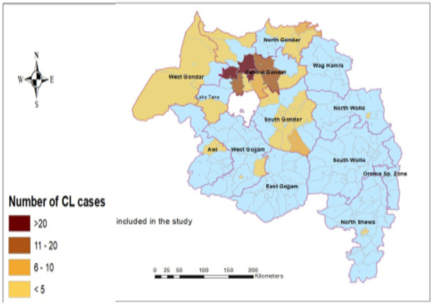 Spatial Epidemiology of Clinical Forms of Cutaneous Leishmaniasis and Treatment Practice: Evidence from Leishmaniasis Research and Treatment Center, Northwest Ethiopia.