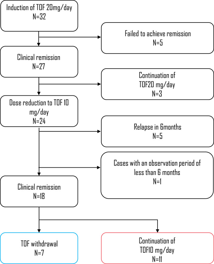 Investigation of the Clinical Remission Course in Ulcerative Colitis from Tofacitinib Induction to Tapering or Withdrawal in Japanese Patients: A Single-Center Retrospective Study.