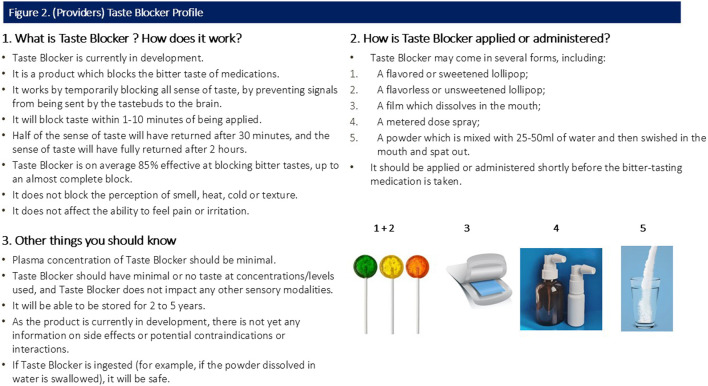 Poor-tasting pediatric medicines: part 2. Exploring caregiver and healthcare provider values and preferences for a novel taste-blocker product to improve acceptability.