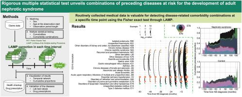 Rigorous multiple statistical test unveils combinations of preceding diseases at risk for the development of adult nephrotic syndrome