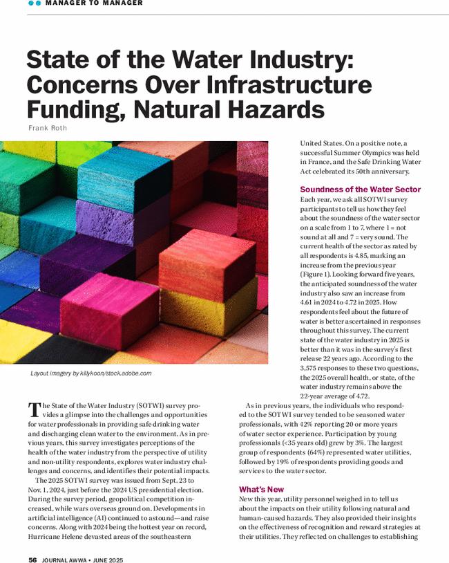 State of the Water Industry: Concerns Over Infrastructure Funding, Natural Hazards