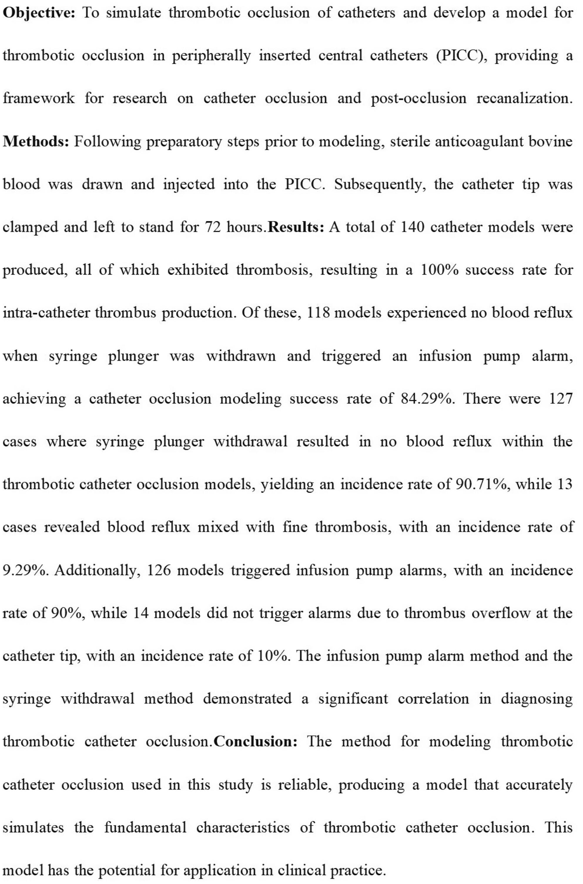 Simulation and Modeling Thrombotic Occlusion in Peripherally Inserted Central Catheters