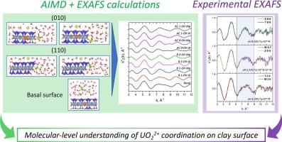 Uranium coordination on clay surface at nanoscale: Integration of EXAFS data and Ab initio molecular dynamics