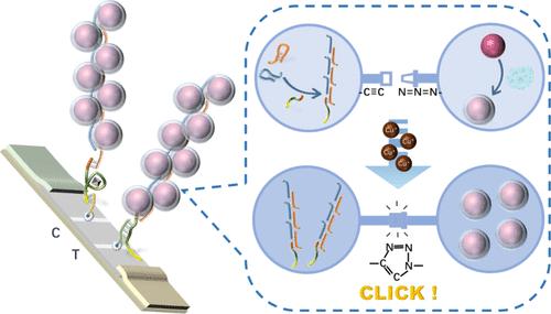 Assembling ″Balloon-String″ Colorimetric Probes through Click Chemistry and Hybridization Chain Reaction for Dual-Signal Amplification in Aptamer-Based Lateral Flow Assays