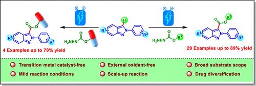 Electrochemical Regioselective C-3 Alkoxycarbonylation of 2H-Indazoles