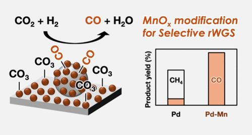 Selective Reverse Water–Gas Shift Reaction through MnOx Modification of Supported Pd Catalysts