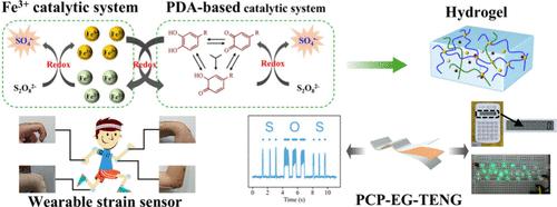 Ultrastretchable, Antifreeze, Self-Healing, Conductive Hydrogel-Based Triboelectric Nanogenerators for Human Motion Detection and Signal Transmission
