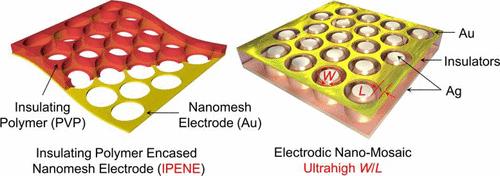 Transferable, Polymer-Insulated Nanomesh Electrode for High-Current-Density Organic Nanowire Transistors and Gate-Tunable Light Emission