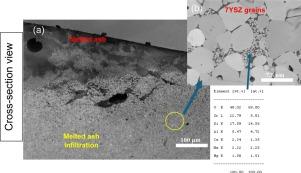 Interaction at high temperature of Popocatépetl volcanic ash deposited on yttria-stabilized zirconia sintered coupons