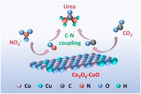 Urea synthesis via electrocatalytic C–N coupling of CO2 and nitrate on oxygen-vacancy-rich Co3O4–CuO heterostructure nanowires†