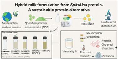 Formulation and characterization of hybrid milk containing bovine and Spirulina proteins