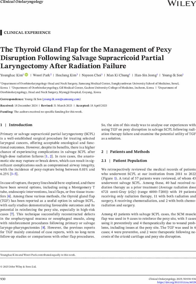 The Thyroid Gland Flap for the Management of Pexy Disruption Following Salvage Supracricoid Partial Laryngectomy After Radiation Failure