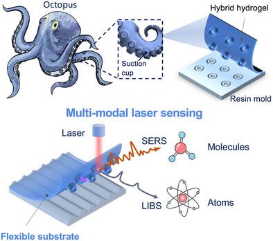 Octopus-Inspired, Flexible Plasmonic Arrays for Multi-Modal Laser Sensing
