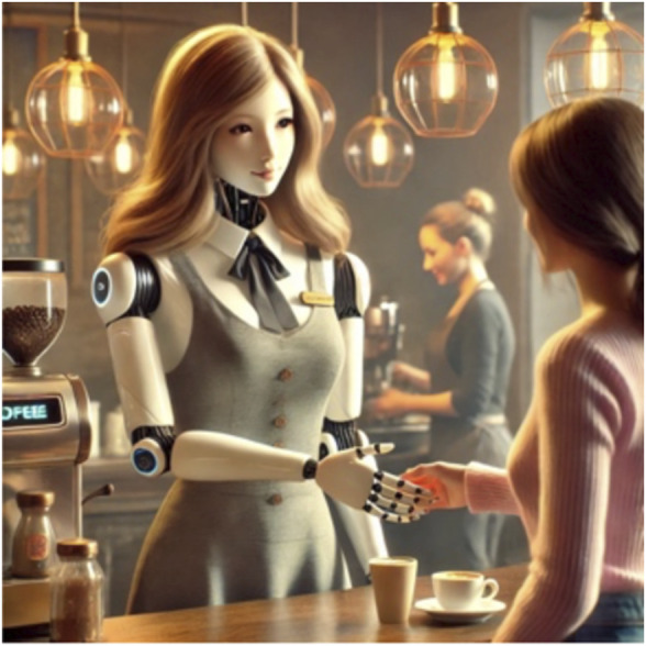 How multimodal narrative and visual representations of human-like service robots shape attitudes and social connection.