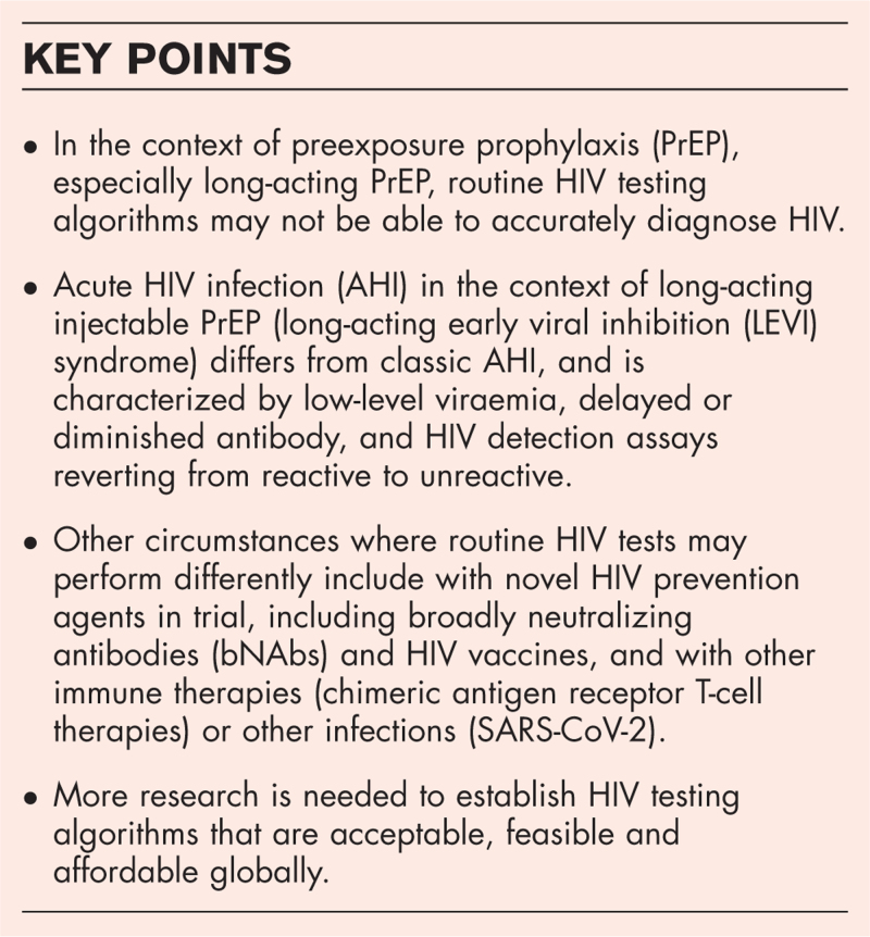HIV diagnosis during acute infection: implications of long-acting preexposure prophylaxis and other evolving challenges.
