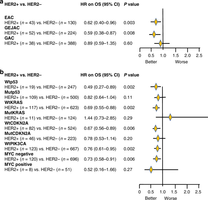Association of HER2 amplification or overexpression with overall survival in advanced upper gastrointestinal adenocarcinomas.