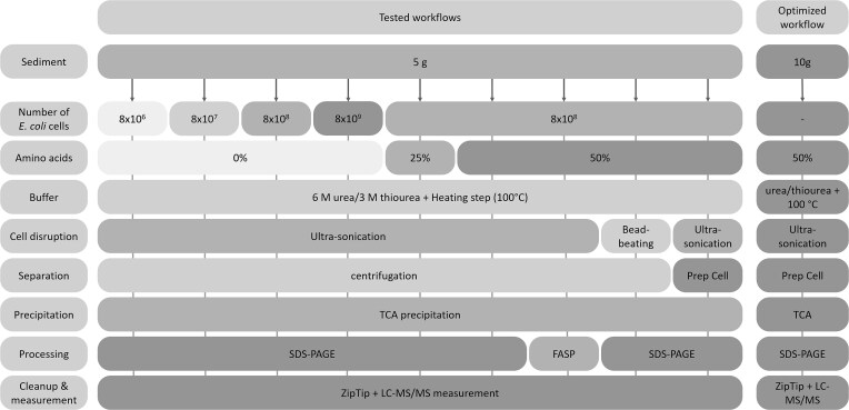 Systematic evaluation of protein extraction for metaproteomic analysis of marine sediment with high clay content.