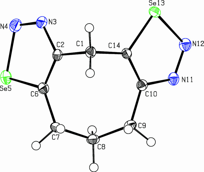 4,12-Diselena-5,6,13,14-tetra­aza­tri­cyclo­[9.3.0.03,7]tetra­deca-1(11),3(7),5,13-tetra­ene
