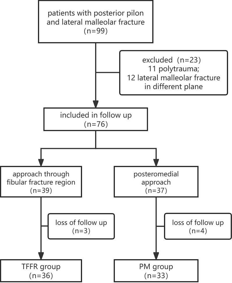 Reduction and outcome of posterior pilon fractures with intercalary fragments: a retrospective cohort study comparing the transfibular and posteromedial approaches.
