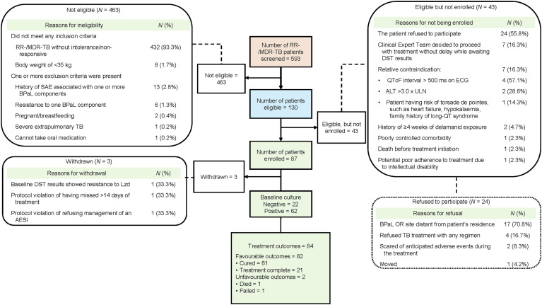 Treatment success rate and time to culture conversion under a prospective BPaL cohort study.