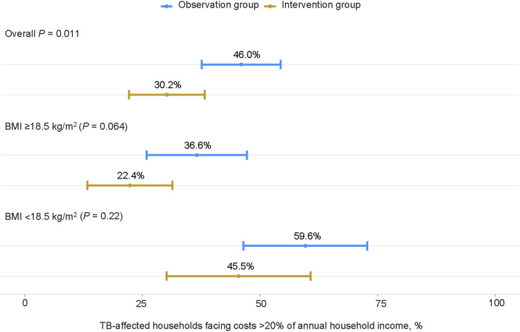 Does nutritional support contribute to mitigating the financial burden faced by TB-affected households?