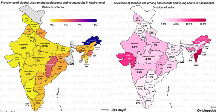Tobacco and alcohol use among adolescents and young adults in aspirational districts in India: NFHS-5 based secondary analysis.