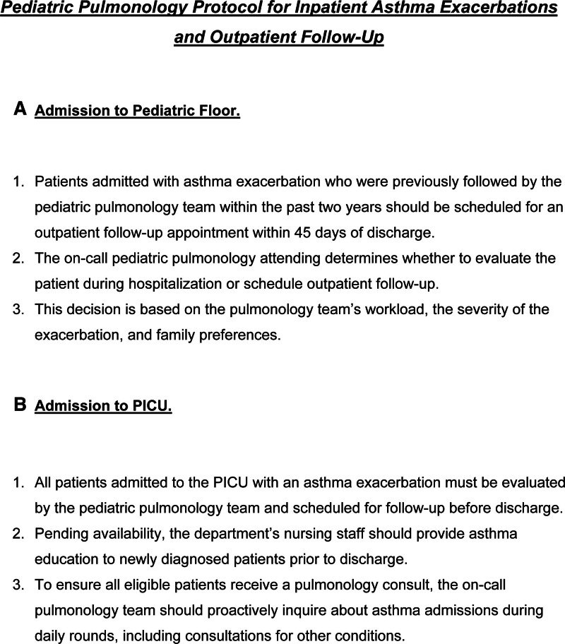 Ensuring Timely Pulmonary Follow-up after an Inpatient Asthma Hospitalization: A Quality Improvement Initiative.