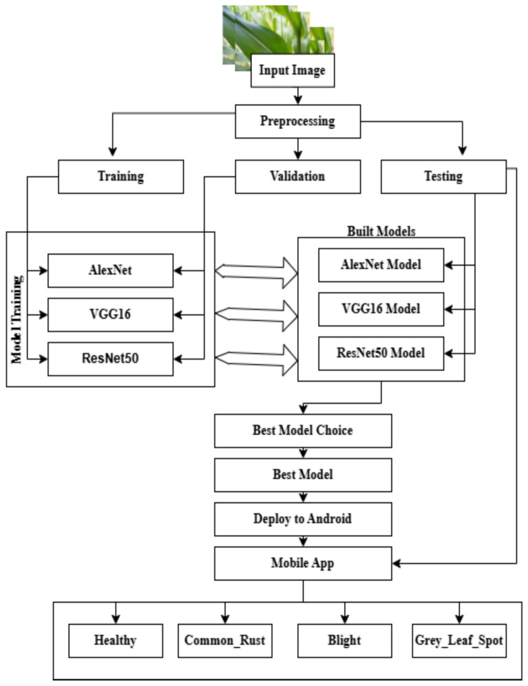 Mobile based deep CNN model for maize leaf disease detection and classification.