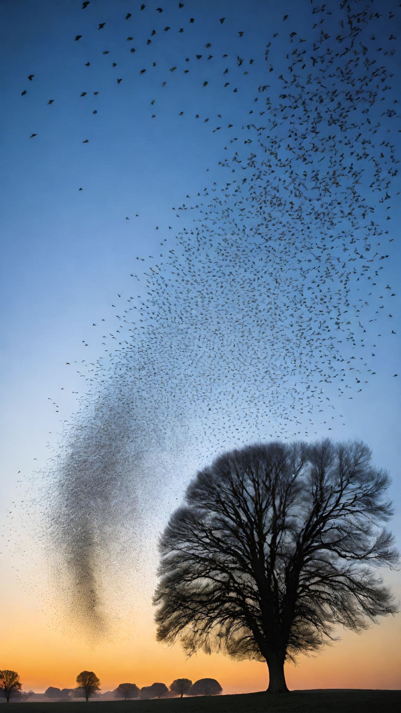 Birds in Flight.