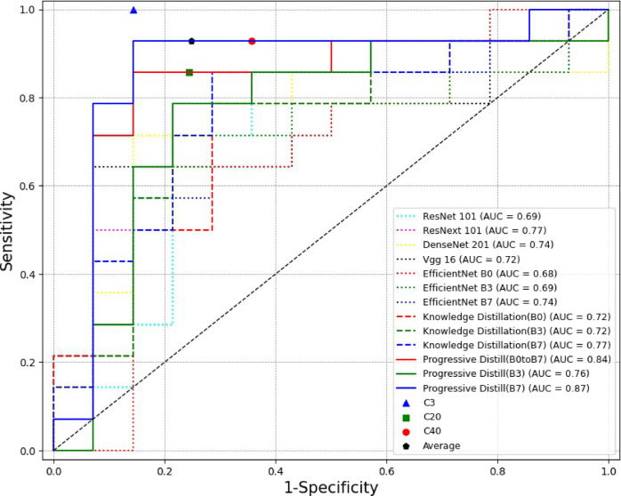 Deep learning progressive distill for predicting clinical response to conversion therapy from preoperative CT images of advanced gastric cancer patients.