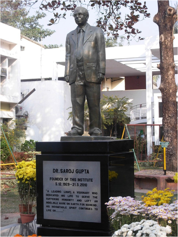 The statue of Saroj Gupta (1929-2017).
