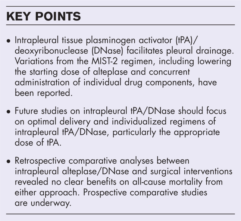 Pleural infection: controversies on the therapeutic strategies.
