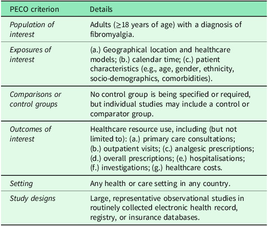 Healthcare use and its variation in people with fibromyalgia: a systematic review protocol.