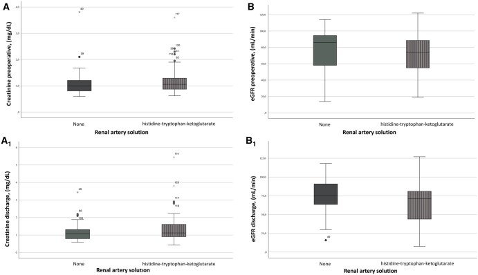 Acute kidney injury and aorta-related mortality during open surgery of the abdominal aorta with suprarenal clamping using different renal protection strategies.
