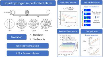 Unsteady cavitation characteristics of liquid hydrogen in perforated plate flowmeters