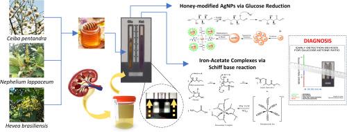 Non-enzymatic detection of glucose-ketone ratio via formation of different floral honeys-capped silver nanoparticles and iron-acetate complexes on 3D-connector microfluidic paper-based analytical devices