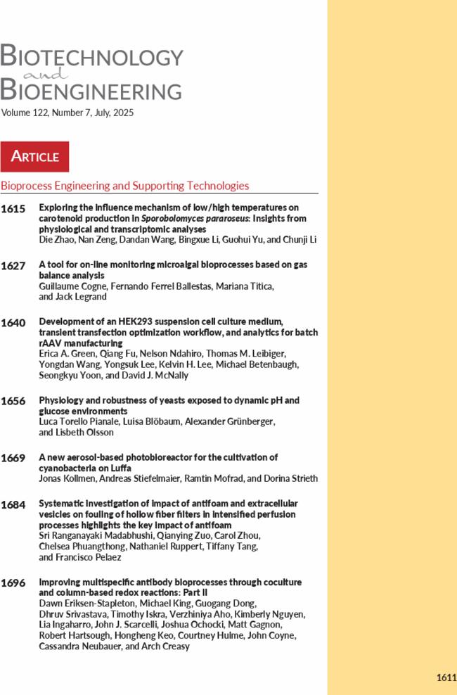 Biotechnology and Bioengineering: Volume 122, Number 7, July 2025