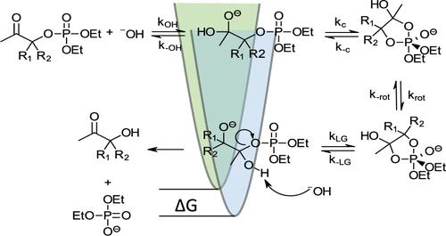 Carbonyl Hydration of the Diethyl and Dimethyl Phosphate Derivatives of Acetone: Equilibrium Constants, Polar Substituent Constants of the −CH2OP(O)(OR)2 Groups, and Use of the Marcus Equation to Clarify the Mechanism of Alkaline Hydrolysis