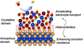 Constructing nanochannels via dense amorphous/crystalline NiFeB/Ni2P heterointerface for ultra-stable oxygen evolution reaction