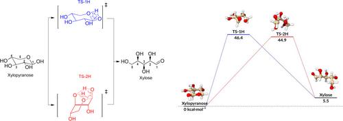 Xylopyranose Ring-Opening by Single and Double Proton Transfers Under Pyrolysis Conditions